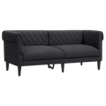 Chesterfield 3-Sitzer Sofa mit Stützbeinen, Schwarzes Polstersofa für Wohnzimmer