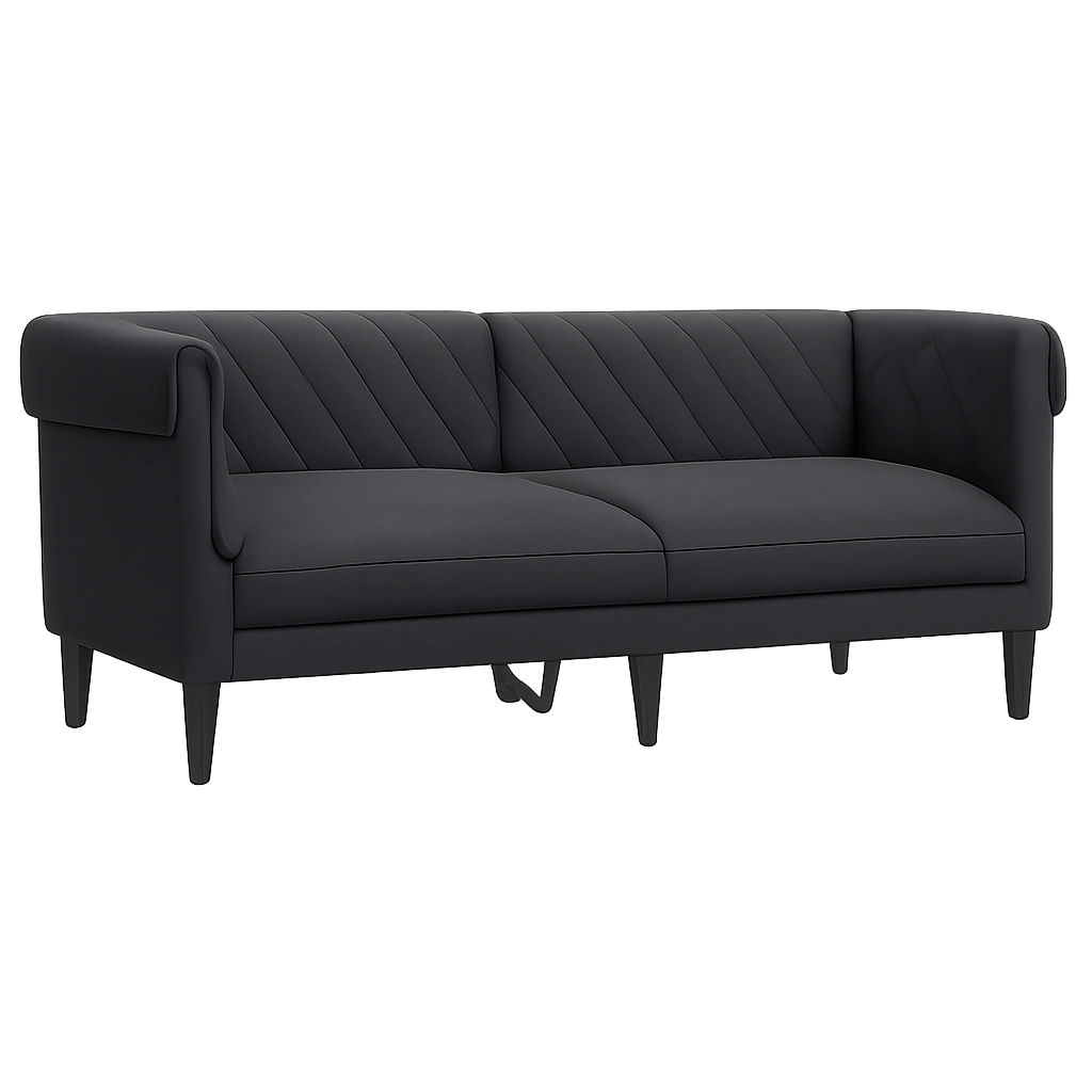 Chesterfield 3-Sitzer Sofa mit Stützbeinen, Schwarzes Polstersofa für Wohnzimmer
