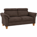 Cavadore Landhausstil 3-Sitzer-Sofa mit Federkern und verstellbaren Kopfstützen, Wildlederoptik in Braun
