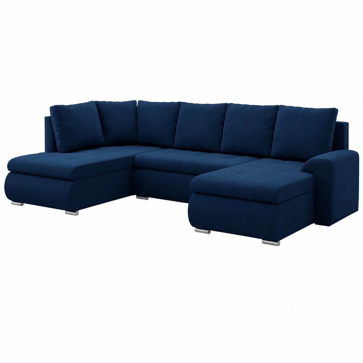 Großes Ecksofa mit Bettkasten und Schlaffunktion, Dunkelblau, Links