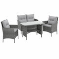 SVITA Gartenmöbel-Set Dallas, 4-teilig, Polyrattan, wetterfest, inklusive Sitzpolster, grau