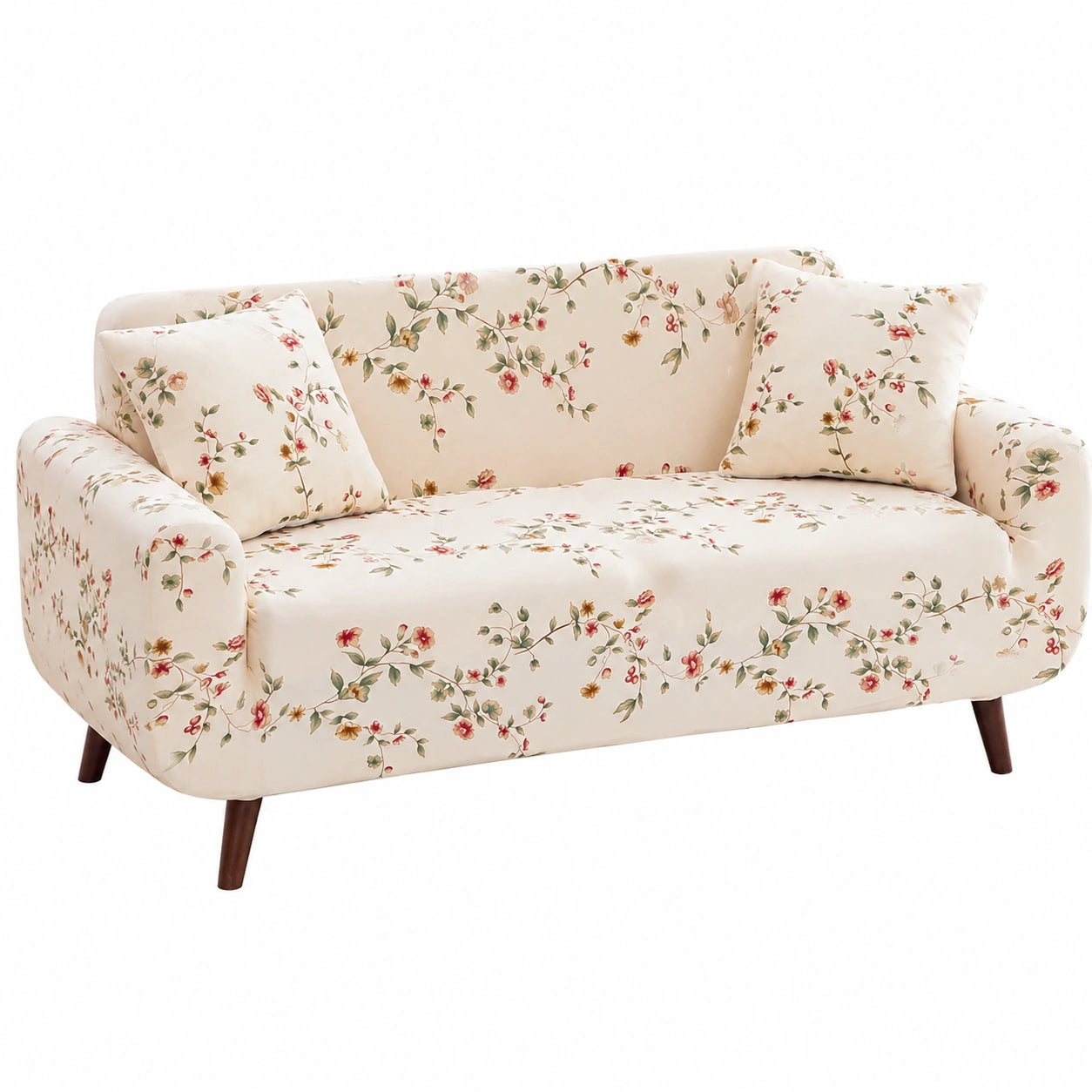 Highdi Elastische Sofahusse für 1/2/3/4-Sitzer, Waschbarer Sofaüberzug mit Blumenmuster, Rutschfest und Schutz für Wohnzimmermöbel, 4-Sitzer: 231-300 cm