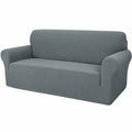 MAXIJIN Super Stretch Sofaüberzug für 3-4 Sitzer, Rutschfester Jacquard-Bezug, Haustierfreundlicher Möbelschutz, Hellgrau