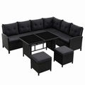 7-Personen Polyrattan Gartenlounge Set mit Waschbaren Bezügen