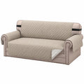 Hochwertiger Wendbarer 3-Sitzer Sofabezug mit Elastikbändern, Waschbar, Schützt vor Haustieren und Kindern, Beige/Khaki