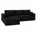DUANDUAN 270cm L-Form Modulsofa mit Chaiselongue, Modern und Tiefsitzend, Schwarzer Cordsamt
