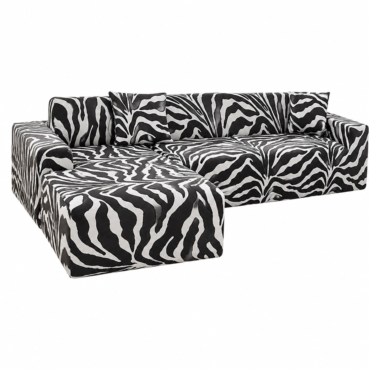 Stretch Sofahusse Schwarz-Weiß Zebra Design, Abnehmbarer Sofabezug, Waschbarer Couchüberzug, Langlebig und Universal für 4-Sitzer