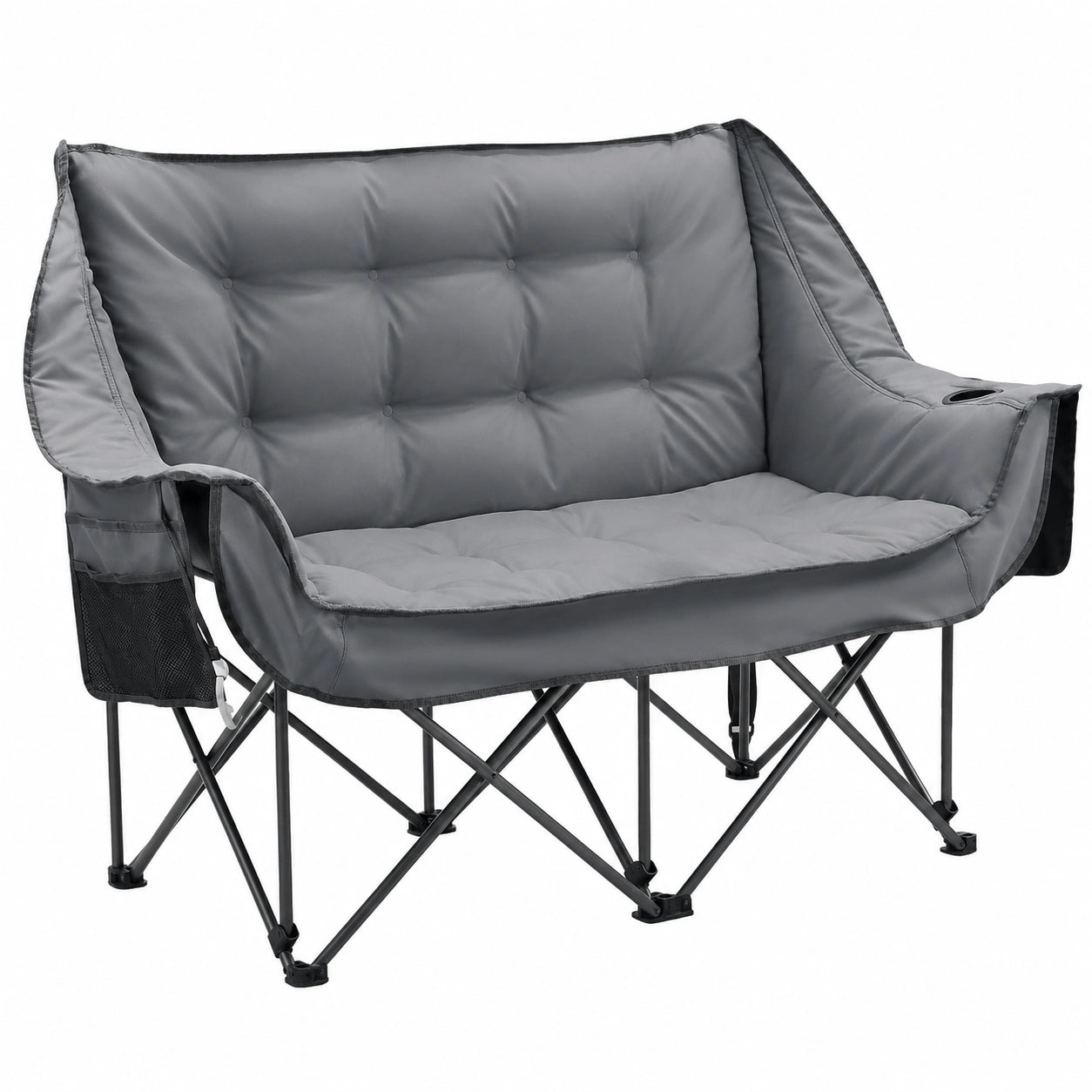 Klappbares Doppelsitz-Campingsofa für 2 Personen, 272 kg Tragkraft, weiche Polsterung, mit Aufbewahrungstasche, hohe Rückenlehne, ideal für Garten und Balkon