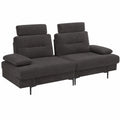 LUXOAK Komfort-Sofa 220 cm, 3-Sitzer mit verstellbarer Kopfstütze und Armlehnen, grauer Frottee, ideal für Wohnzimmer