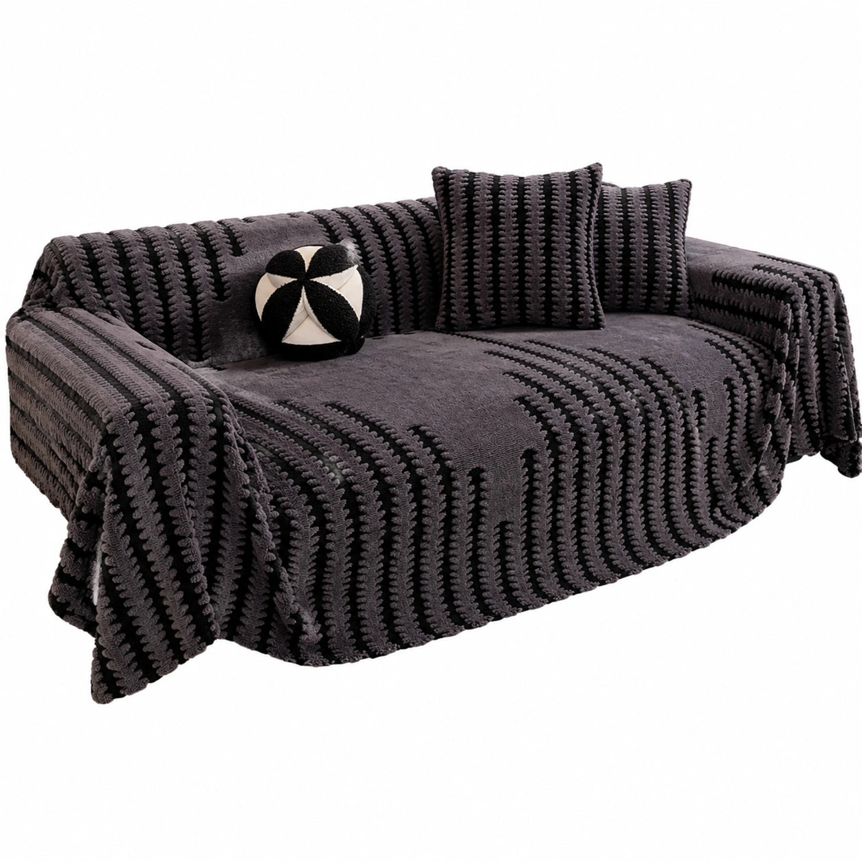 FANSU Jacquard Sofabezug L-Form, Rutschfeste Decke für 1-5 Sitzer, Universeller Sofaschoner in Grau, 180x180cm