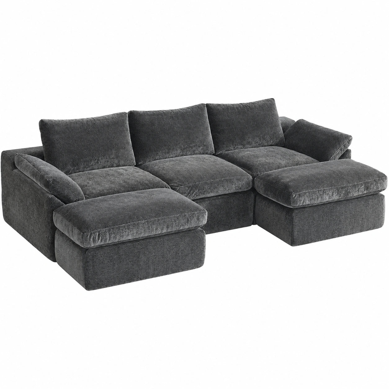 Modulares Ecksofa mit Schlaffunktion, XXL Cloud Design, 3-Sitzer in Grau