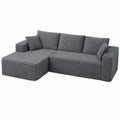 Modernes L-förmiges Schlafsofa, 261 cm, Dunkelgrau, ohne Rahmen mit Chaiselongue und Getränkehaltern
