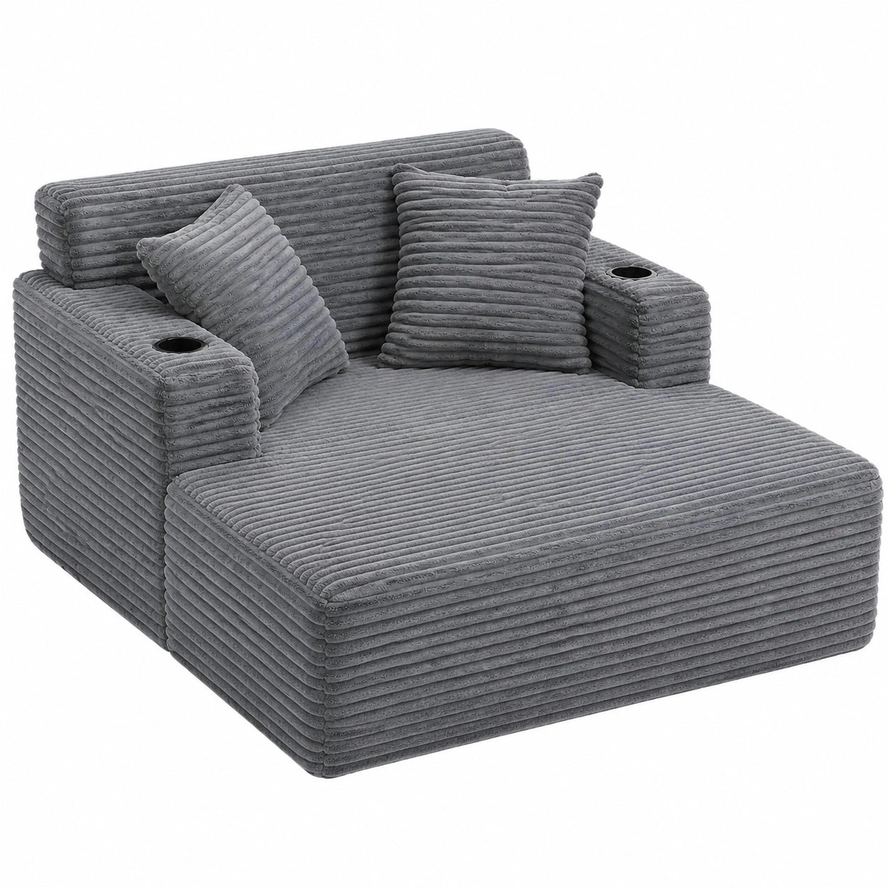 YINIX XXL Relaxsessel aus Cord mit Becherhaltern, Modernes Cloud-Design, Kein Aufbau nötig, Bequeme Sitzgelegenheit für Wohnzimmer